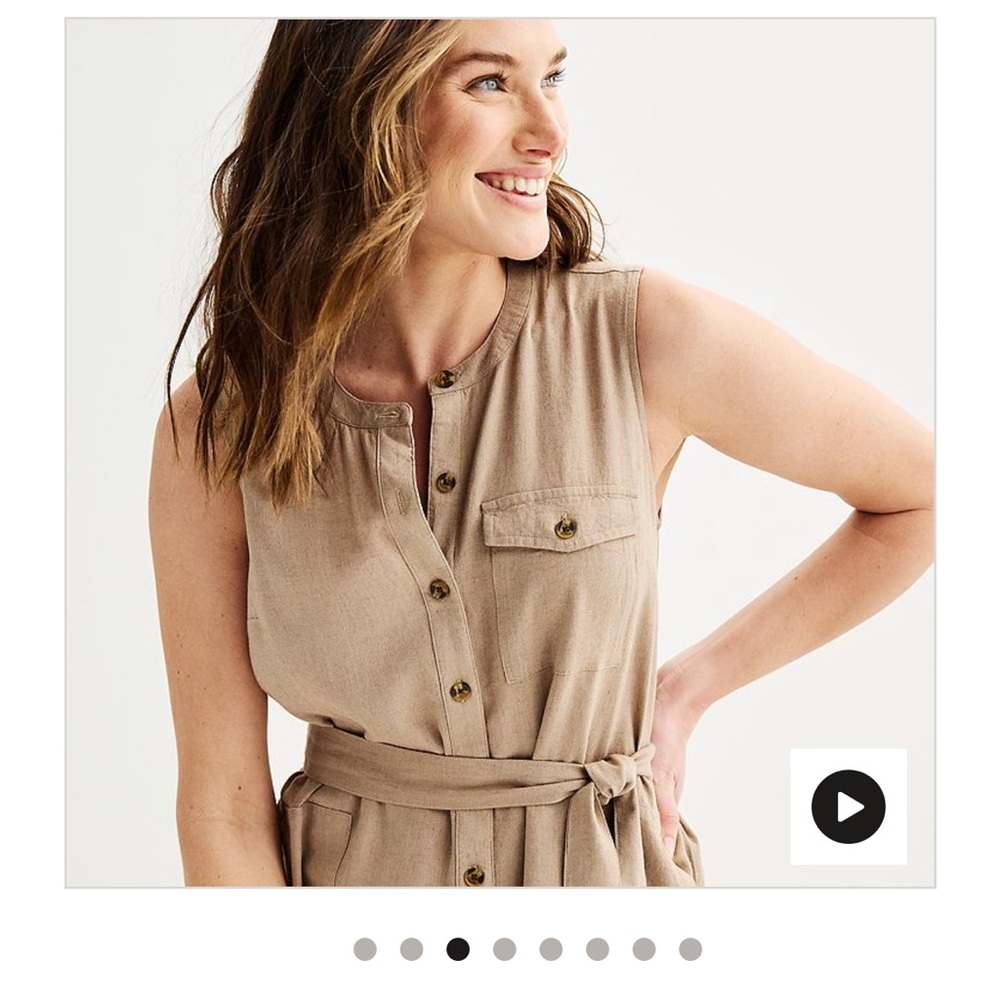 Sonoma Tan Buttoned Tie Front Mini Dress - Picture 2 of 7